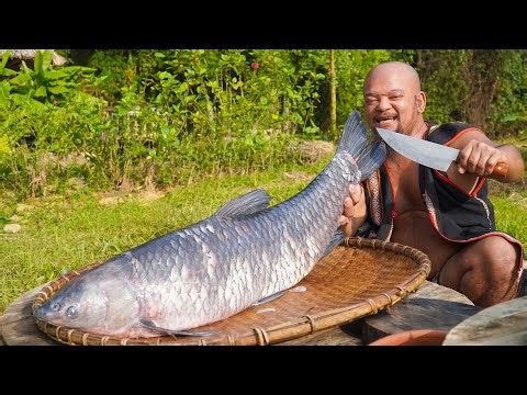 Grilled Giant Grass Carp - Super Spicy Grilled Grass Carp Recipe - Dwarf Food