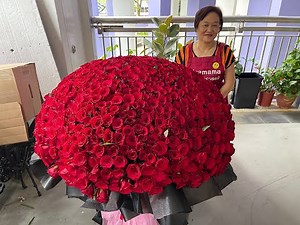999 Red Roses Fresh Flower Bouquet Making in progress | 制作999红玫瑰花束全过程6小时｜Huamama Singapore