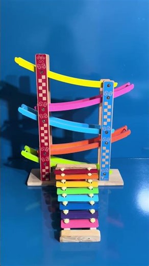 Wooden car ramp race track ASMR