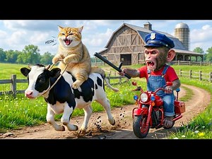 Baby Monkey Samsam And His Kitten Friend Successfully Rescued A Dairy Cow