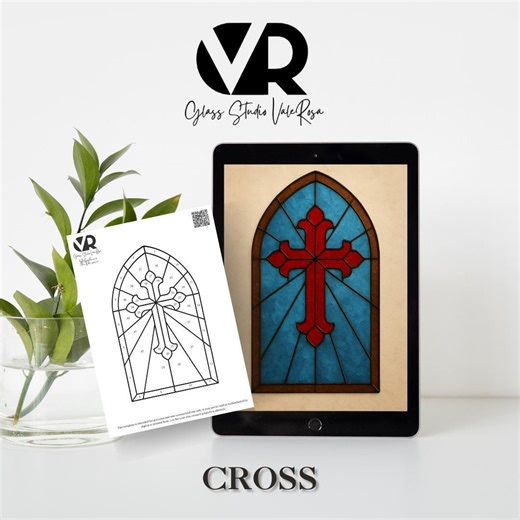Cross Stained Glass Template – Digital Download, PNG, JPEG Pattern for Suncatcher - A4 - Etsy