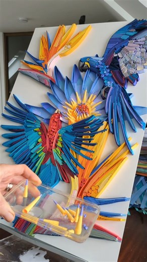 Yulia Brodskaya | 🦜Often, creation begins with a tiny element that guides all the choices that follow. In this case, I started with a quilling element I call... | Instagram