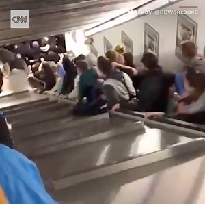 130K views · 522 reactions | This is the moment an escalator malfunctioned and rapidly sped downward in a metro station in Rome, injuring at least 24 people https://cnn.it/2O9IZQX | CNN International | Facebook