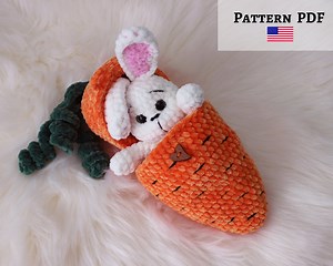 Crochet Bunny in Carrot Pattern, DIY Tutorial, Stuffed Animal Pattern, Amigurumi Bunny, Baby Bunny Toy, Plush Bunny Pattern - Etsy