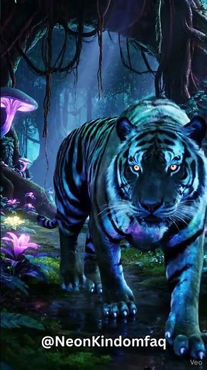 Neon Tiger Purr Tranquil 4K Sci Fi Ambient Nature Video #aivideo #wallpaperengine #futuristic