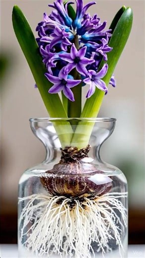 Beautiful Purple Hyacinth Growing Indoors in Water 🌺 #plantcare #houseplants #hydroponics