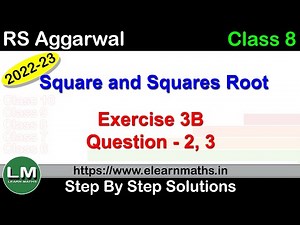 Square and Square Root | Class 8 Chapter 3 Exercise 3B Question 2- 3 | RS Aggarwal | Learn Maths