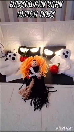 Halloween Yarn Witch Doll #easy #craft #shortsfeed #youtubeshorts #halloween #doll