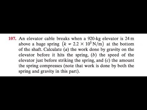 An elevator cable breaks when a elevator is 24 above a huge spring at the bottom of the shaft.
