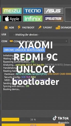 XIAOMI REDMI 9C UNLOCK bootloader UNLOCKTOOL
