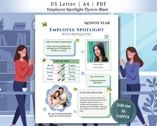 Employee Spotlight Canva Template: Staff Recognition, Team Building (digital Download) - Etsy