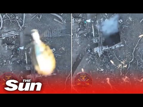 Ukrainian drone drops grenade into trench and blows up Russian soldiers