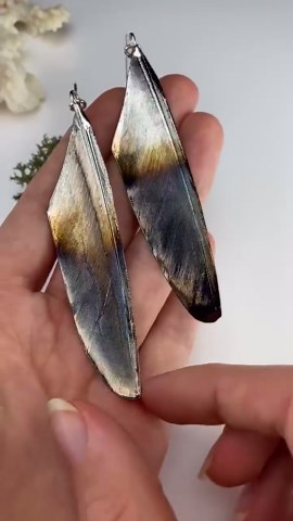 Wiccan Jewelry: Real Natural Feather Electroformed With Pure Ruthenium Finishing - Etsy