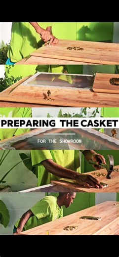 Behind the scenes: Preparing a casket with care and respect for our showroom. #thefuneralboss #mrfern #funeraldirector #casket #fern #fernfunerals🌿 #showroom #beyondthefuneral #wecare