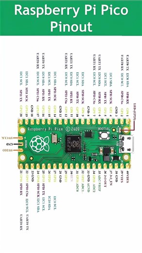 Respberry Pi Pico Pinout #project #discovery #microcontroller #robotics #raspberrypi #diy #arduino