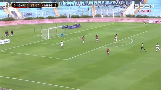 A golden opportunity goes begging as the shot flies high over the goal #MBSG,#GKFC,#MissedOpportunity | SSEN