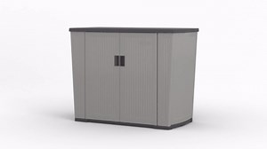 Suncast XL Outdoor Storage Cabinet, 130 Gal, Lockable, Peppercorn Gray