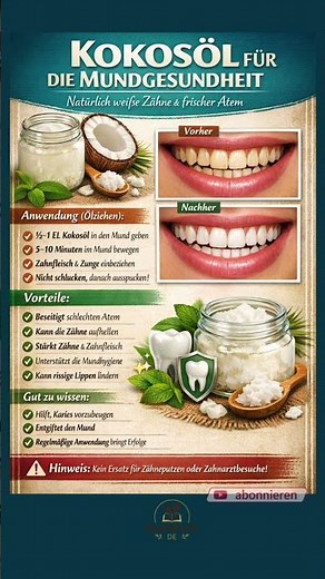 Kokosöl für gesunde Zähne 🥥 Natürlich weißere Zähne & frischer Atem 🦷