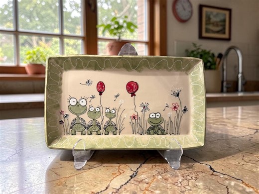 Hand-built & Painted Whimsical Frogs Tray - Etsy