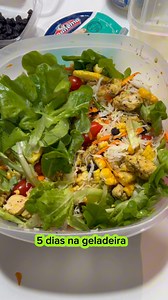 Essa salada ficou tão maravilhosa. Ela tem folhas frescas, macarrão de arroz que é super magro e fácil de achar. Fiz um molho caseiro e bem magro. Fica até 5 dias na geladeira e tem frango temperado também. #salada #receita #comidasaudavel #batiatrica | NutriFavela