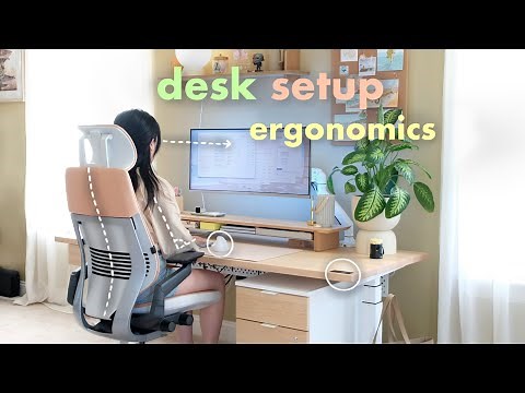 desk setup ergonomics🧘🏻‍♀️ | standing desk, ergonomic chair, tech, posture