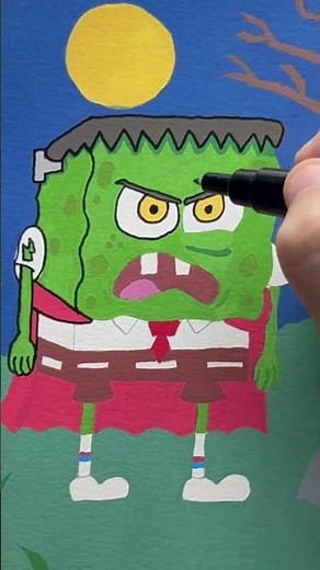 SpongeBob SquarePants as Frankenstein Drawing in Less Than 1 Minute ⚡ | Halloween