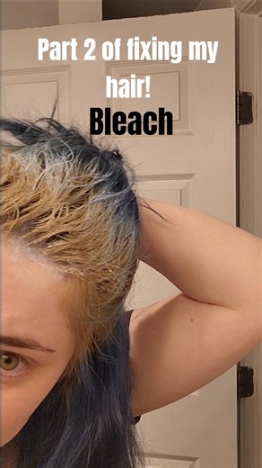 Part 2 fixing my hair! Bleaching roots** #hairdye #haircut #hair #emo #scene #emohair #bluehair