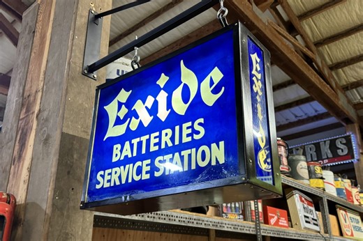 No Reserve: Illuminated Exide Batteries Service Station Sign