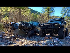 3 Built Jeep XJ's Rock Crawl To The Top Of A SNOW Covered Mountain! | Smiley Rock Trail AZ