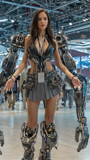 Half human, half machine… expo goes wild! 🚨#Cyborg #FutureTech #Shock