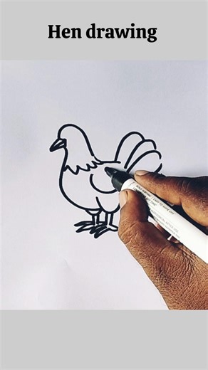 how to draw a hen easy step by step #drawing ‪@SimpleLineDrawing‬