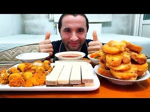 ASMR Mukbang | Fried Chicken 🍗 & Waffles 🧇 with Tomato Salad 🥗 Crunchy Eating Sounds | No Talking