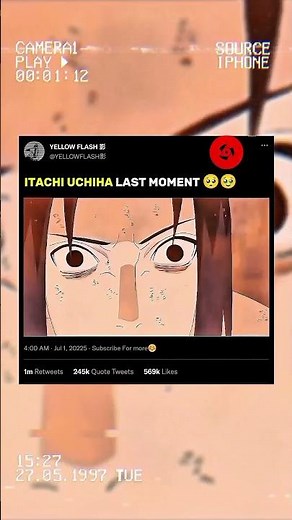 Itachi Uchiha’s Death Moment 🥺🥹❤️‍🩹 #itachi #sasuke #narutoshippuden #anime #itachideath #shorts