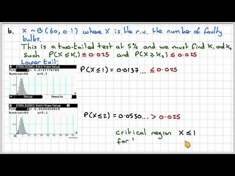 Binomial hypothesis test using critical regions 03