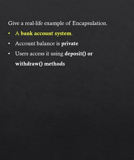 Java Interview Question 🔥 Real Life Example of Encapsulation #shorts #javainterviewquestionsanswers