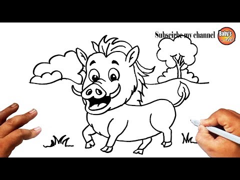 ✍️ how to draw Cute Wild Boar 🌟✨
