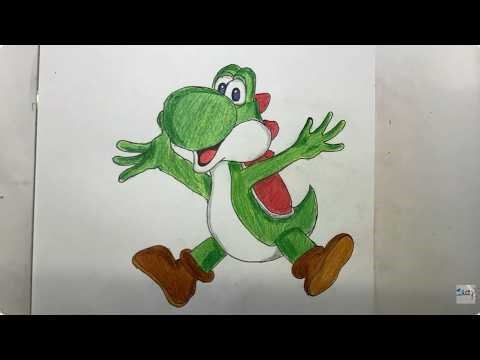 How to Draw Yoshi Freehand & Color with Colored Pencils