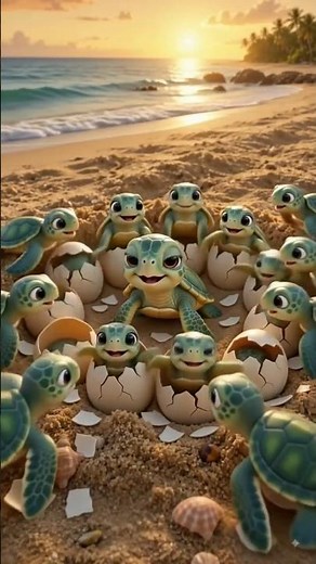 🥚 15 Sea Turtle Eggs Hatch Into the Cutest Baby Turtles! 🐢😍 #shorts