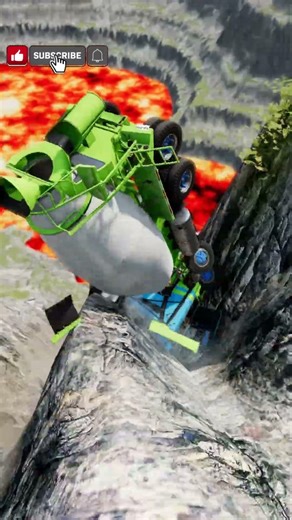 Mixer Cement Truck vs Giant Lava Pit – BeamNG.drive #beamng #shorts #beamngdrive #usa