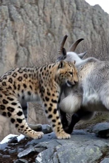 Rare Footage: Snow Leopard Launches a Deadly Cliffside Ambush!
