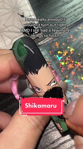 Anime Nail Art: Shikamaru Inspired Design with Magic Powder