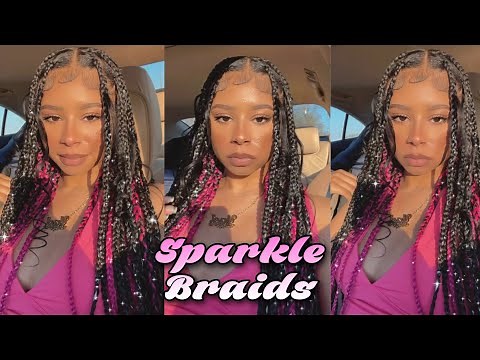 Fantasy Braids | Hair Tinsel Knotless Box Braids | Sparkle Braids