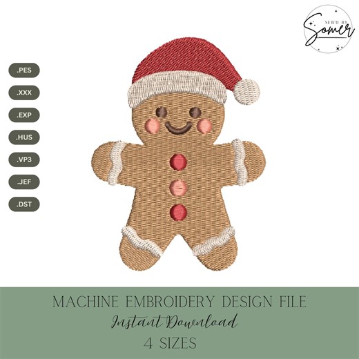 Gingerbread Man Machine Embroidery Design: Christmas Stitch File (5 Sizes, Instant Digital Download) - Etsy