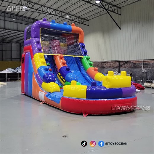 Kelly Yu on Instagram: "Mini water slide 13ft height commercial grade with big water pool ready for shipment #legoslide #lego #inflatables #kidsgamesactivities #inflablesparafiestas #inflatablegames #waterslidefun #watersliderental"