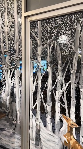 Dreamy wintery woodland. Loved painting this one, the white paint running out wasn’t fun though, quick trip to b&q and we were back on track | Huxley And Mabel