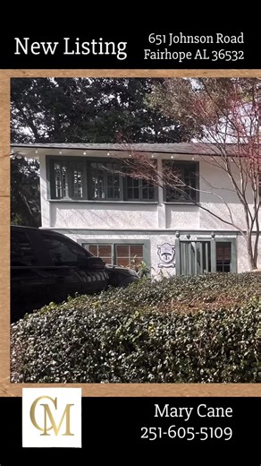 Caravan- the coolest house in Fairhope !! 651 Johnson Rd —> Once the original Fairhope Golf, Gun & Country Club, this historic downtown residence sits on a prominent corner lot beneath a sprawling century-old oak. The property is fully-fenced with an electric gate with keypad.The main level offers two bedrooms, a library that also serves as a third bedroom, two full baths, original heart pine floors, two gas fireplaces, and light filled living areas that open to a wide wraparound porch. Other fe