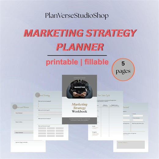 Marketing Plan Template PDF | Printable & Fillable Marketing Planner | Social Media Strategy Planner | Digital Marketing Business Plan - Etsy