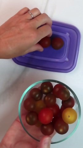 Place cherry tomatoes in between 2 Tupperware lids... #shorts