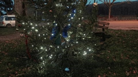 clip-3988556883-handheld-footage-festive-christmas-tree-decorated-blinking