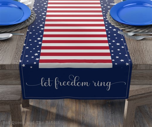 Stars and Stripes 4th of July Table Runner | Patriotic Decor - Etsy